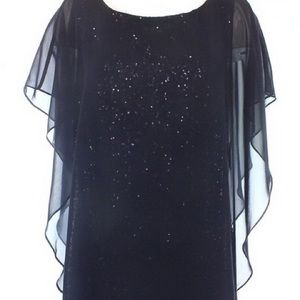 Size 18w navy sequined dress with chiffon overlay